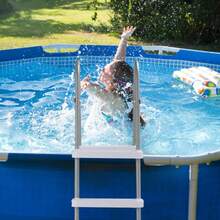 4-Step 52in Above Ground Pool Ladder With Sturdy Iron Grey Frame And White Non-Slip Steps, Durable Outdoor Pool Access, Easy Climbing And Maintenance, Ideal For Backyard Pools, Garden Pools, Patio Pools, Summer Fun, Pool Parties, Water Activities, Family Gatherings, Outdoor Recreation, Pool Exercise, Seasonal Pool Setup, Heavy-Duty Construction, Weather-Resistant Design, Stable And Reliable Support, Convenient Outdoor Use - A - Xem 4