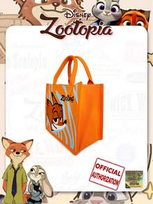 Disney Bolso de mano de punto con diseño de dibujos animados, diseño plegable portátil, adecuado para combinar a diario, compras, fiestas, regalos de vacaciones - Naranja - Ver 6