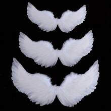 3 Peças Conjunto de Asas de Anjo Brancas para Adultos, Inclui Tiara de Penas e Varinha, Design Elástico, Adequado para Halloween, Natal, Aniversário, Casamento, Apresentação no Palco, Cosplay, Acessórios Fotográficos e Decoração de Feriados, Ótimo Presente para Família e Amigos - A - Visão 5