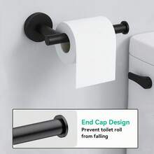 Matte Black Bathroom Hardware Set Of 5 Pieces, SUS304 Stainless Steel Bathroom Accessory Set, Including 24 Inch And 16 Inch Towel Bars, Toilet Paper Holder, Towel Ring, Clothes Hook, Wall Mounted Circular - 五件套 - 查看 3