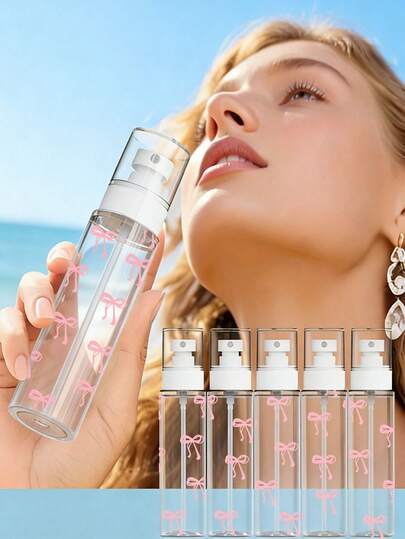 Cute Bow Pattern Spray Bottle, Multi-Functional Fine Mist Spray Bottle Suitable For Travel And Business Trips, Reusable Hair Spray Bottle, Continuous Spraying, Applicable For Hairstyling, Cleaning, Plant Care And Facial Moisturizing.