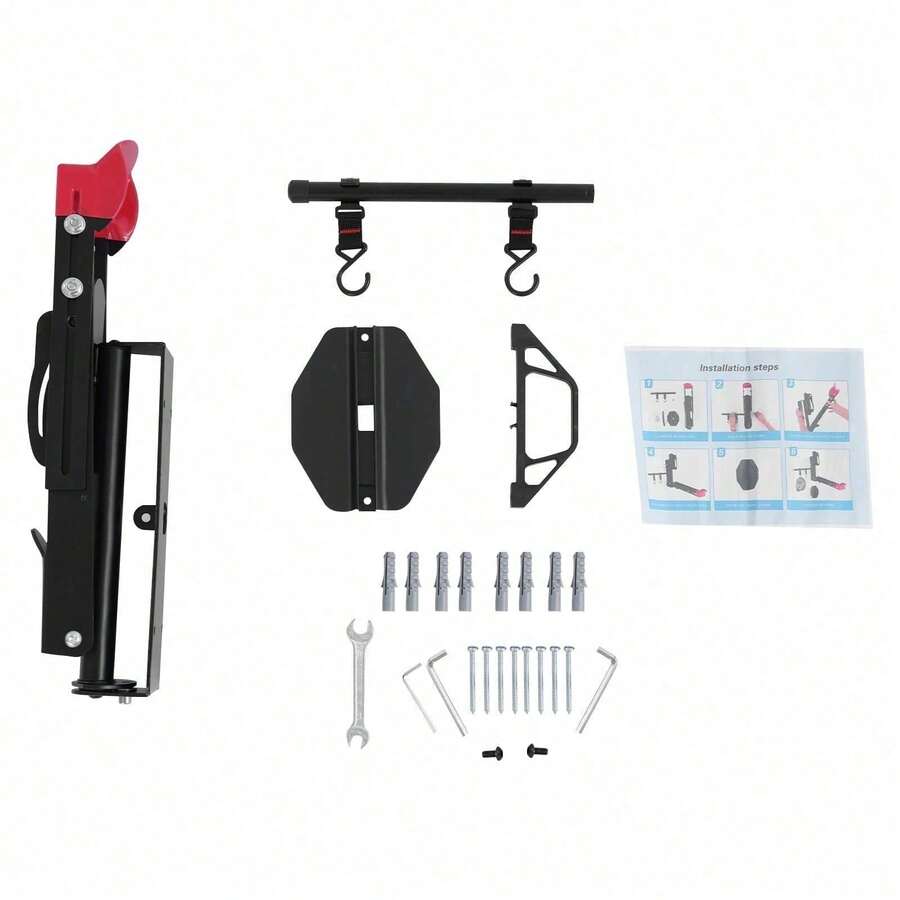 Kangten Rotatable Bike Hanger, Wall Mount Carbon Steel Bike Rack, Swivel Bike Rack BANLICALI 180° Swivel Bike Hanger, Wall Mount Bike Rack With 77 Lbs Load Capacity, 17.72-22.05 Inch Length Extendable, Heavy Bike Wall Hanger For Garage, Black+Red, Easy To Load And Unload - Black+Red - View 1