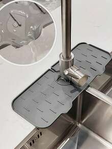 1 pieza Protector de salpicaduras de grifos de silicona gruesa y alfombrilla de drenaje absorbente - Multicolor - Ver 5