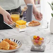 1pc Acrylic Transparent Tray, Suitable For Holding Items, Anti-Spill Bathroom Tray, Decorative Tray, Storage Rack, Applicable For Coffee Table, Countertop, Appetizers, Breakfast Utensil Cabinet, Etc. - Clear - View 3