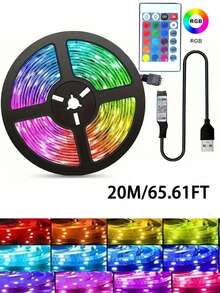 40米/131英尺RGB LED灯带,配备24键遥控器、App控制、可调光、DIY模式、USB供电,适用于家居装饰、电视、电脑、卧室、游戏显示器、圣诞节、万圣节、婚礼、生日派对、床头灯等。 - 彩色光 - 查看 14