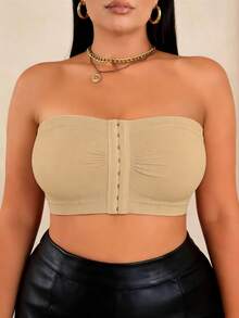 EssElegance Plus Size Strapless Bra, Seamless, Invisible, Front Closure, Wireless, Backless, Shaping - Apricot - View 6