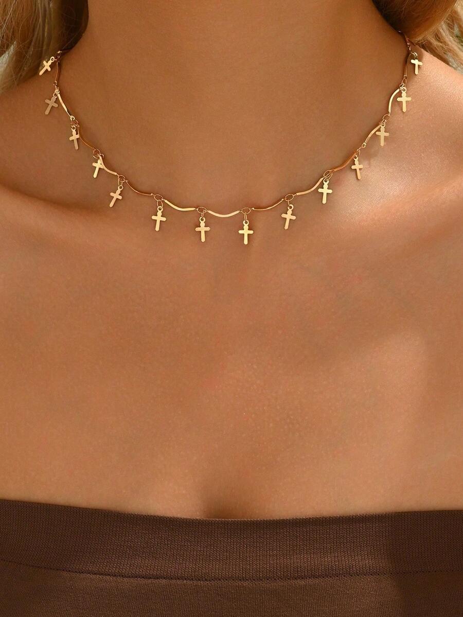 1pc Fashion Women's Cross Tassel Pendant Necklace, Daily Wear Gift For ...