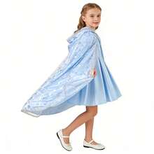 Capa de princesa con estampado de copos de nieve para niñas, disfraz de princesa con tema soñador para juego de roles, atuendo de juego de roles para niñas, disfraz para fiestas y festividades, capa de princesa con copos de nieve elegante, adecuada para carnaval, Halloween, Navidad y diversas fiestas, como regalo de cumpleaños infantil, regalo festivo, regalo de fiesta, regalo de Halloween, regalo de Navidad (cierre de gancho y bucle) - Multicolor - Ver 5