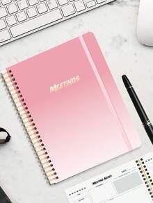 B5 Size Meeting Notebook With Action Items, Project Planning Notepad For Recording Office/Business Meeting Notes And Agenda, Suitable For Men & Women, 140 Pages, 7"X10" Size, Office Supplies, Teacher's Day Gift, Nurse's Day Gift, Mother's Day Gift - Pink - View 6