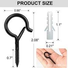 Q-Shaped Spring Clasp Lock Buckle, Windproof Hook, Black Threaded Metal Eye Hook, S-Shaped Hook - Multicolor - View 4