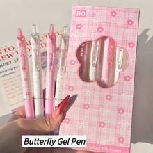 4 Stück Rosa Schleife Blumen Kugelschreiber Set. Schleifen Design, 0,5 mm Feine Spitze, schnell trocknende schwarze Tinte, geschmeidiges Schreiben, zarter ästhetischer Stil, geeignet für Notizen, Tagebuchschreiben, tägliches Schreiben und Schulmaterial. Mit seinem zarten ästhetischen Stil ist dieses Stifteset sehr geeignet für Notizen, Tagebuchschreiben, tägliche Schreibaufgaben und Schulmaterial. - Rosa Schleife - Übersicht 2