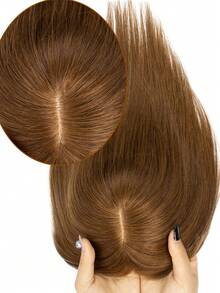 8*12 Inch Women's Straight Chestnut Brown Hair Clip-In Extensions, Natural Looking Basic Hair Piece, Suitable For All Brown Hair Bangs, Can Modify Face Shape - S6 - View 5