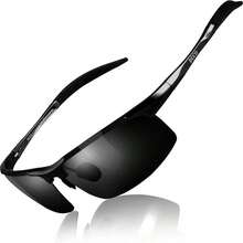 DUCO Mens Sports Polarized Sunglasses UV Protection Sunglasses For Men 8177s - 黑色鏡框灰色鏡片 - 查看 1