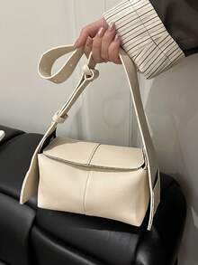 Mini Eaves Handbag Crossbody Bag, Grey Small Design Hobo Bag - Beige - View 3