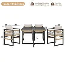 Hand-Made Gartensofa-Set For 8 Personen / Aus Robustm Eisen Mit 8 Beigen Kissen / Inkl. 2 Tische Aus Sicherheitsglas & 8 Sesseln / Wetterfeste Terrassenmöbel - Beige+Black - View 2
