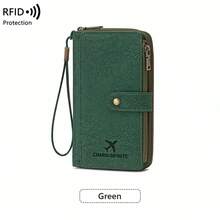 Ví đựng thẻ CHARM INFINITE thời trang tối giản có khóa kéo, ví nữ chống RFID mới, ví dài nhiều lớp dung lượng lớn có khóa kéo và dây đeo cổ tay, ví đa năng đựng hộ chiếu, vé máy bay, thẻ tín dụng, tiền mặt, tiền xu, chìa khóa, ví đựng tiền xu siêu mỏng nhẹ dùng hàng ngày. - Nhiều màu - Xem 18