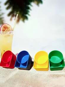 1pc Beach Rack, Outdoor Leisure Beach Plastic Mobile Phone Rack,Multi-Functional Rack For Convenient Camping, Beach Cup Holder With Pocket, Multi-Functional Sand Cup With, Designed To Be Stackable With Phones, Beach Accessory - Multicolor - View 9