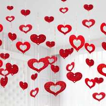 50PCS Inimă Paiete Ploaie Tinsel Decorațiuni Agățate Pentru Decor De Balon De Nuntă, Consumabile De Petrecere De Ziua Îndrăgostiților, Ornamente Pandantiv Inimă Aniversare Logodnă - Vizualizare 2