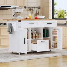 Mobile Storage Islands - White + Engineered Wood + Contemporary + Modern-1 - View 5