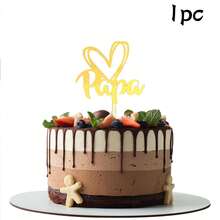 3pcs/1pc Gold & Black Acrylic "Papá" Happy Father's Day Cake Topper, Suitable For Father's Day Birthday Theme Party DIY Cake Decorations - Multicolor - View 20
