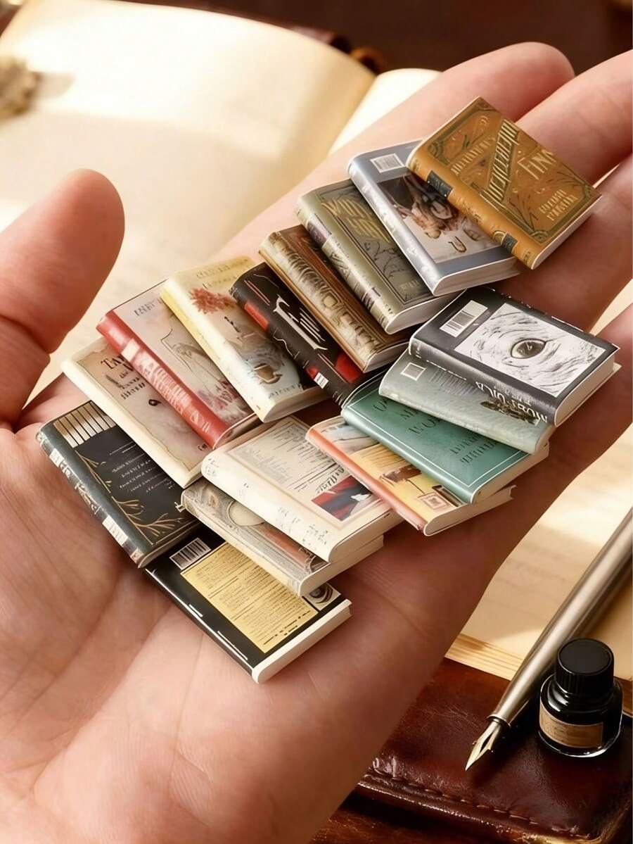 20pcs Mini Book Models, Anxiety Book Shelf Dollhouse Books, Plastic Miniature Books Decor Dollhouse Accessories DIY Handmade Library Bookshelf Filler Crafts Office Desk Decoration