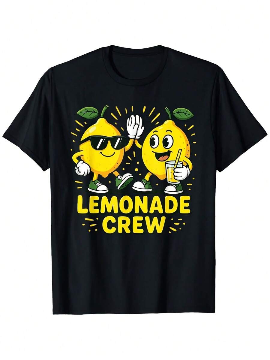 Lemonade Team Fun Lemon Stand Lemonade Boys And Girls T-Shirts  Tops, Short Sleeves, Street Style, Comfortable T-Shirts, Casual Summer T-Shirts, Essential Fashion T-Shirts, Round Collar, Printed Patterns, Perfect For Children Tween Girl Clothes Youth Clothing - màu đen - Xem 1