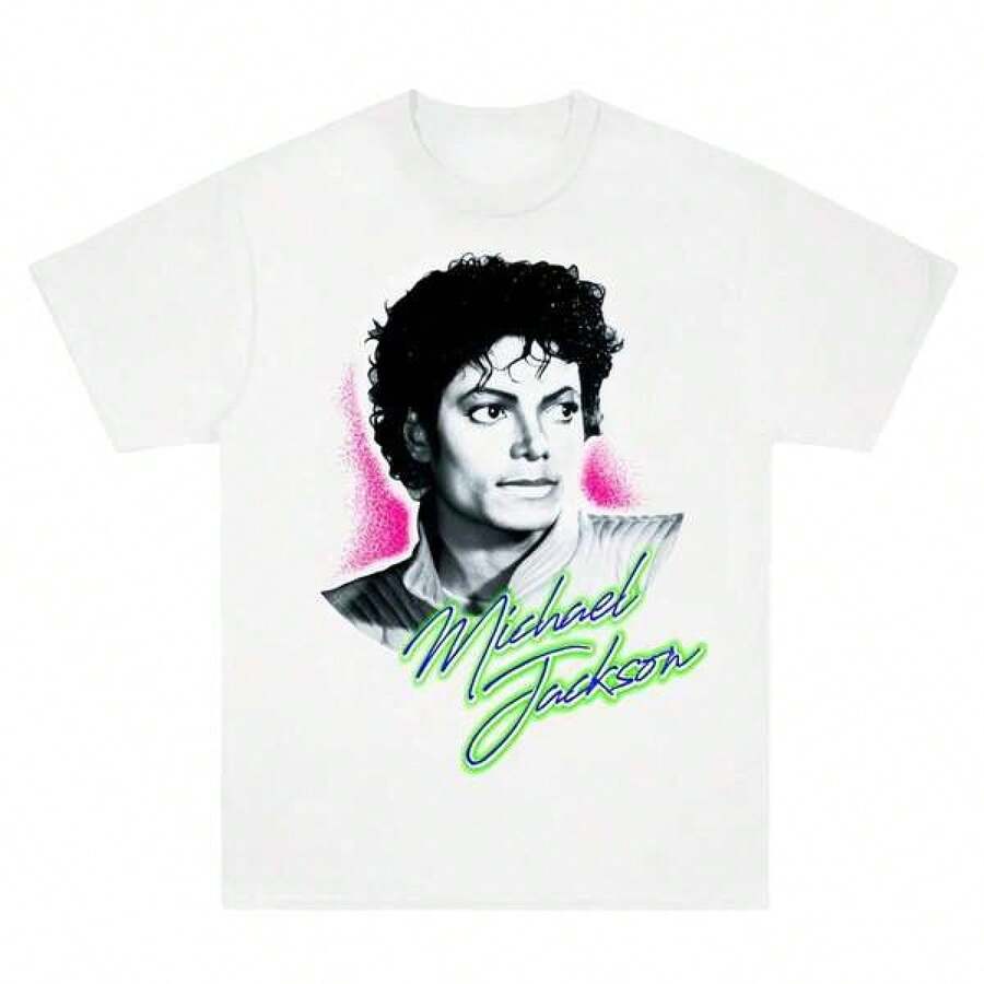 Michaels Jacksons King Of Pops Graphic Tees, Michael Jacksons Shirt, Men Fashion Rock T-Shirt, Mens Shirts, Summer Clothes Women 100% Cotton T-Shirt, Suitable Gift For Fans, Perfect & Holiday Gift For Men And Women, Music,MICHAEL JACKSONS V4TEE Vintage Graphic 90s Tee, Hip HopStreetwear Unisex For Woman And ManUnisex Gift For Him Her, Y2K Style, Ropa De Niño, Family Matching Outfit Adult And Children's Sizes, Men Gifts - 白色6 - 查看 1