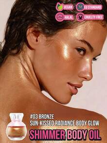 MISSLYN 身体油、闪亮身体油、亮片身体油、瓶装身体油、沙滩身体油、椰子身体油、阳光之吻身体高光、闪亮液体高光、液体闪光、持久光泽、亮泽身体高光 - #03 - 查看 11