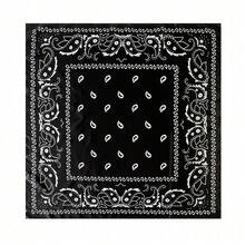 1 chiếc khăn satin họa tiết graffiti 90cm, đa năng dùng làm thắt lưng, phụ kiện tóc, băng đô, khăn quàng cổ thời trang, khăn vuông lớn, thích hợp cho mùa xuân/hè/thu. - màu đen - Xem 4