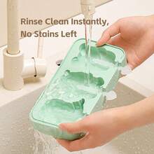 Khuôn làm kem 3 ngăn, khuôn làm bánh pudding bằng silicon - Hình dạng hoạt hình dễ thương (động vật, trái cây) - Nhẹ và dễ sử dụng, cần thiết cho mùa hè, kèm nắp đậy, khuôn làm kem silicon, khuôn làm kem que, khuôn trang trí bánh pudding sô cô la. - Khuôn làm kem - Xem 8
