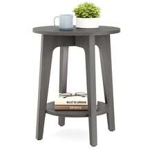 VASAGLE Round Side Table With Lower Shelf, End Table For Small Spaces, Nightstand For Living Room, Bedroom 15.8 X15.8 X 19.7 Inches - 深灰色 - 查看 9