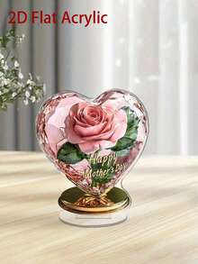 1pc 2D Acrylic Desktop Decor, With A Beautiful Rose In The Center And Mother's Day Blessing Text Around, A Meaningful Gift To Express Love And Gratitude, Bringing Warmth And Happiness To Every Home And Office Desk - A - View 7