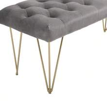 Entrance Bench/Shoe Bench With Velvet Cover, Grey, 116x44.5x49cm, Ideal For Hallway & Entryway - Grey - View 7