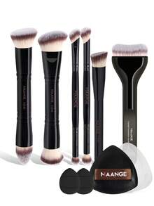 MAANGE 1pc/3pcs/6pcs/8pcs Set Triangular Makeup Brushes, Portable Gradient Makeup Brushes Including Foundation Brush, Blush Brush, Powder Brush, Contour Brush, Highlighter Brush, Travel Makeup Tool Gift For Women And Girls - Black - View 3