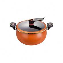 7L Large Ceramic Stew Pot With Lid, Double Handle Multifunctional Soup Casserole Pot, Household Cooking Pot In Black And Orange For Kitchen Daily Use - View 8