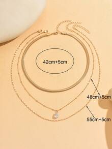 3pcs/Set Minimalist Elegant Gold Chain Necklace, Fashion Retro Crystal Water Drop Pendant Necklace, Suitable For Daily Wear, Dates, Parties And Music Festivals. Chain Length Varies Randomly. - Multicolor - View 4