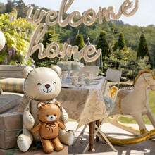 1/2/3/4pcs Sitting Brown Bear Balloon Set, Brown Base Balloons, Suitable For Birthday Party Atmosphere Decoration, Indoor Tabletop Gathering Arrangement, Wedding Ceremony & Theme Party Decor - Digital Bear - View 9