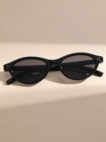 New Oval Small Frame Fashionable Luxury Fashion Glasses For Women, Suitable For Street, Commuting, Vacation Travel - Black - View 6