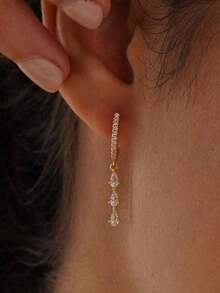 Dangle Earrings For Women, Preppy Stocking Stuffers For Women Christmas Gifts Dainty Gold Earrings 14K Gold Drop Earrings For Women Hypoallergenic Long Gold Huggie Hoop Earring Small Formal Prom Earring Waterproof Fashion Women Jewelry - 銀色 - 查看 9