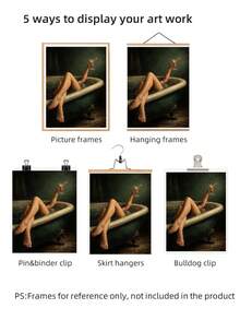 1pc Frameless Vintage Western Dirty Martini Sage Green Bathroom Poster Bikini Preppy Wall Art Canvas Print For Living Room, Bedroom, Dorm Room Decor - Bathroom - View 8
