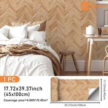 1 Roll Modern Wood Grain Self-Adhesive Wallpaper, Waterproof Removable PVC Contact Paper, Suitable For Cabinet Refurbishment - 1PC - View 11