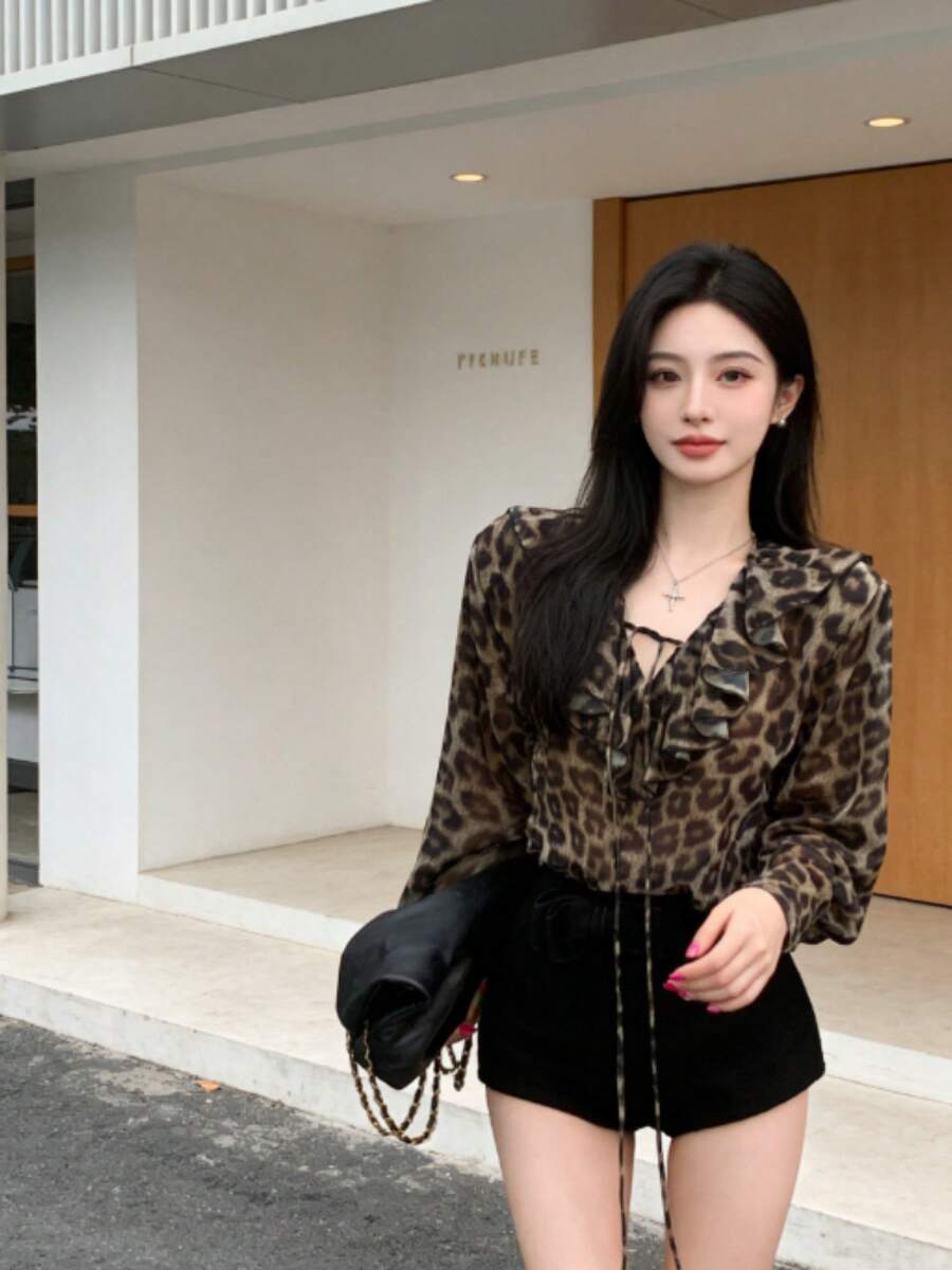Women Tops - Leopard Print Top - View 1