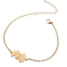 多功能不锈钢手链，独特拼图吊坠设计，可调节男女通用简约手链配饰 - 彩色 - 查看 8