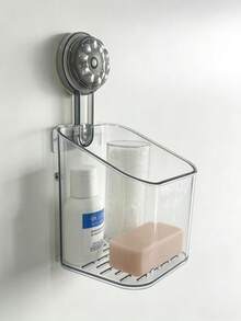 1 pieza Gancho adhesivo transparente sin ganchos, adecuado para cajas de almacenamiento de baño y cocina, cosméticos, cuidado de la piel, herramientas de belleza, artículos de tocador, caja de almacenamiento multiusos - A - Ver 1