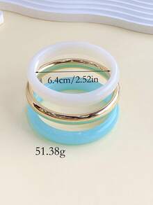 LADYCOCO 3 pièces/set Bracelets rigides vintage en résine acrylique, assortis avec des tons dorés, convient pour les femmes pour les fêtes et le port quotidien (l'image du produit peut légèrement différer de l'article réel) - Multicolore - Voir 3