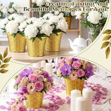 12-Piece Small Gold Plastic Bud Vases 4.3 Inch Best Mini Decorative Vases For Wedding Table Centerpieces Flowers Candy Indoor Outdoor Party Decor - Default - 查看 4