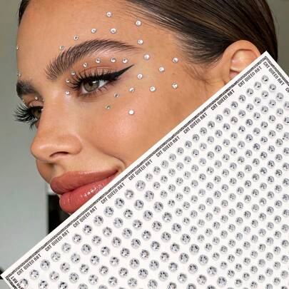 Shiny Transparent Crystal Rhinestone Face Jewels, Suitable For Eye Corner/Nail/Face Decoration, DIY For Wedding, Music Festival, Carnival, Valentine's Day, Y2K Party, Daily Decoration, Makeup Party, Ball, Can Be Used For Hair, Eyes, Face, Body Decoration