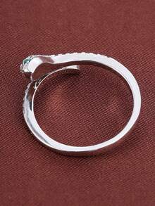 1pc Minimalist Snake Design Adjustable Ring With Cubic Zirconia For Women - Multicolor - View 8