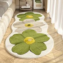 [Nordic Floral Mat] Soft, Washable, Non-Slip Plush Nordic Style Floral Area Mat - Decorative Mat With Blue And Beige Flowers For Bedroom, Living Room, Or Entryway, Nordic Floral Design, Rugs For Living Room, Perfect For Thanksgiving - Màu xanh Bạc hà - Xem 5