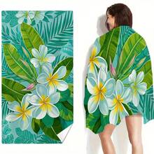 1pc Extra Large & Ultra Soft Microfiber Beach Towel | Vibrant Tropical Floral & Feather Palm Leaf Print, Sand-Resistant Fabric Suitable For Travel, Pool, Camping, Bathing & Outdoor Activities, Poolside Accessory, Summer Style - Multicolor - View 4